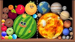 Fruit Merge  vs MERGE PLANET - Watermelon Planets - Satisfying Suika - ASMR Gameplay screenshot 2