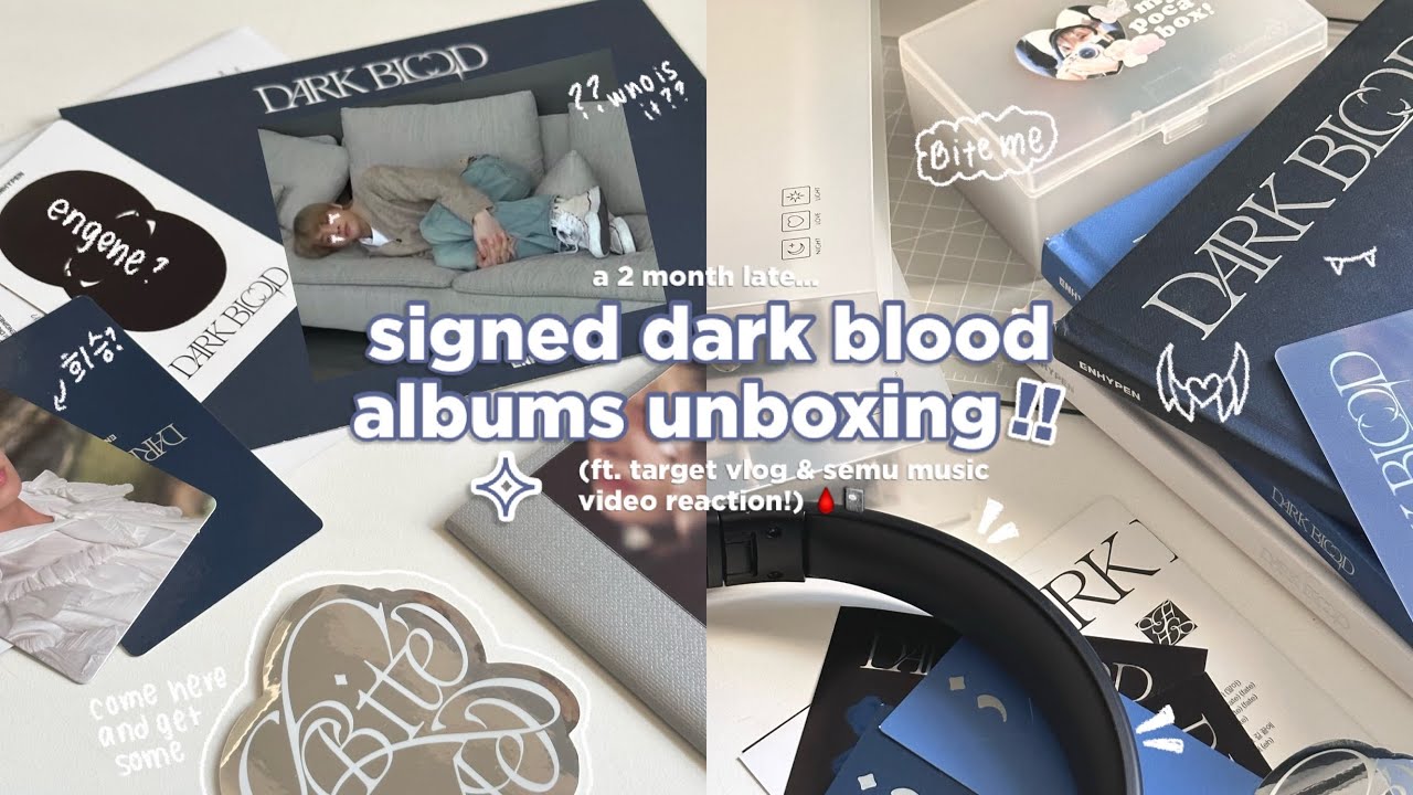 signed albums unboxing ⟡ enhypen dark blood (i'm 2 months late...) 🩸📓