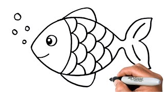 How to DRAW A FISH EASY Step by Step Resimi