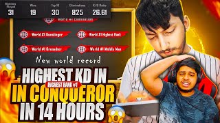 WORLD RECORD Highest 27 KD Conqueror in 14 Hours HOW Brand BEST Moments in PUBG Mobile