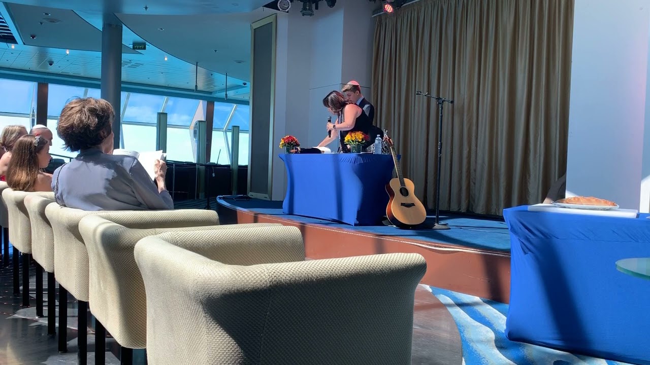 Cantor Debbi Ballard performing Darrow's Bar Mitzvah on Celebrity Edge