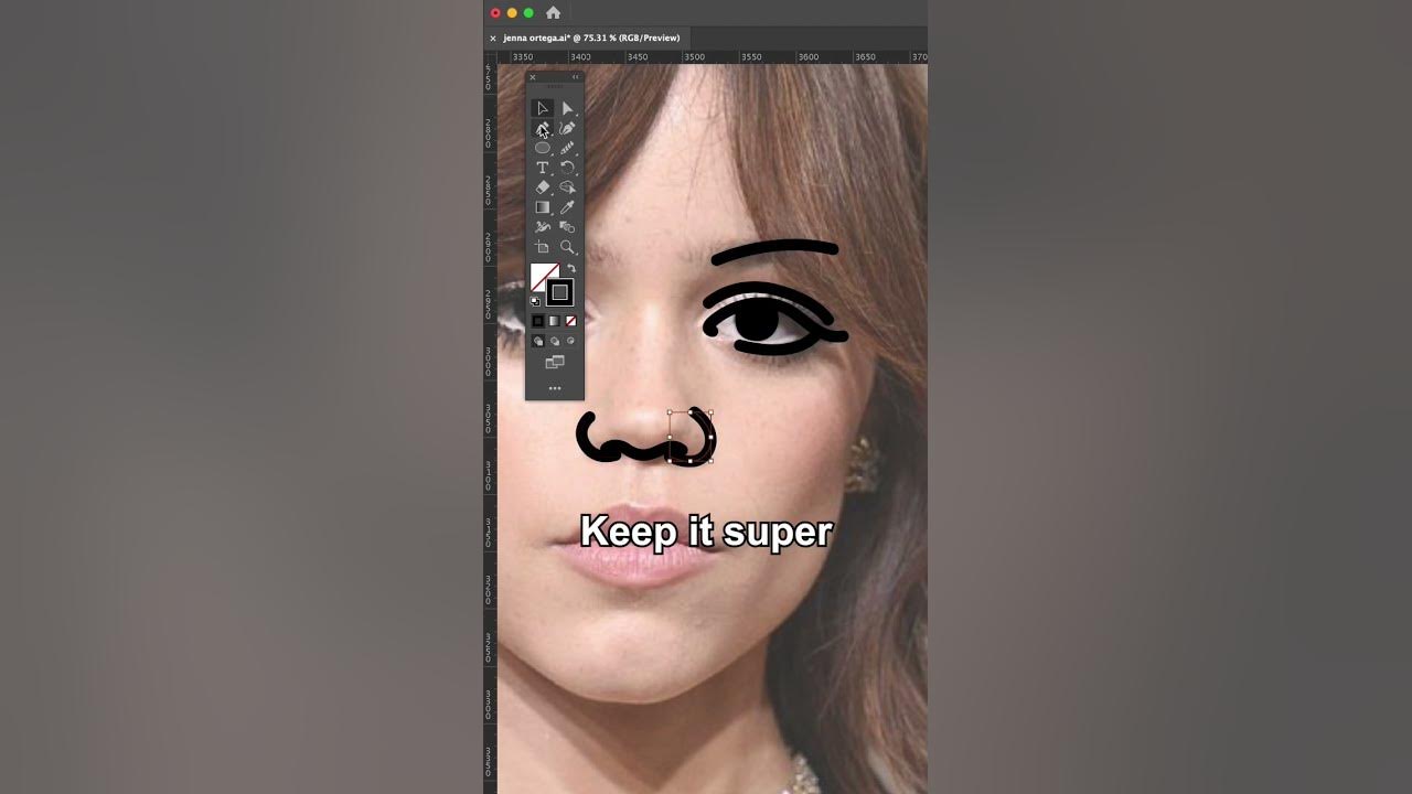 how-to-create-line-art-in-illustrator-jenna-ortega-shorts