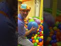 Blippi Jumps in the RAINBOW Ball Pit at Kinderland! #blippi #shorts