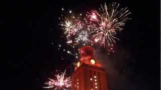 Graduation fireworks at UT Tower, 2012