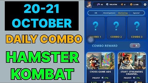 HAMSTER KOMBAT GAMEDEV DAILY COMBO | HAMSTER KOMBAT DAILY COMBO | 20 OCTOBER HAMSTER DAILY COMBO
