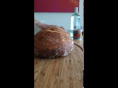 The opening of home baked bread