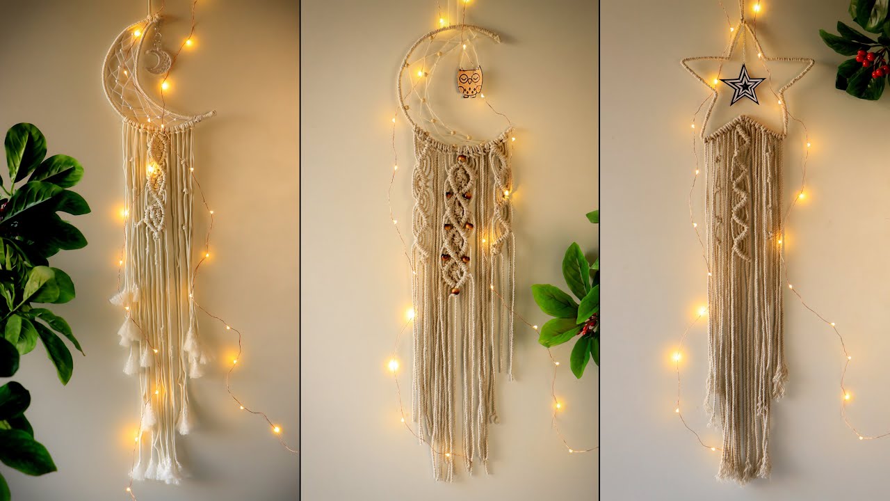 Boho Bed Decor, Living Room Decor Wall Hanging | Star Moon Macrame | Bohemian Tassel