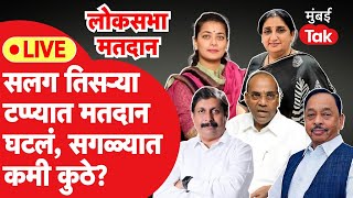 Maharashtra Lok Sabha Election Polling LIVE: तिसऱ्या टप्प्यात मतदान घटलं, सर्वात कमी कुठे?