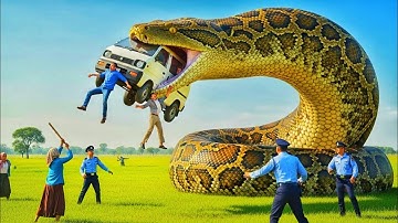 Brave Rescue Team Face A  GIANT Python To Save An Man ..