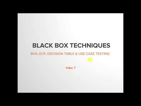 Video 7 : Black box testing techniques (BVA, EQP, Decision table)