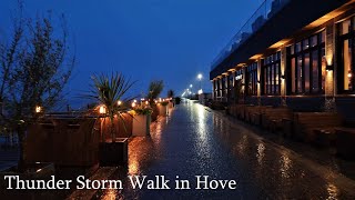 Early morning rainy thunder storm walk through Hove
