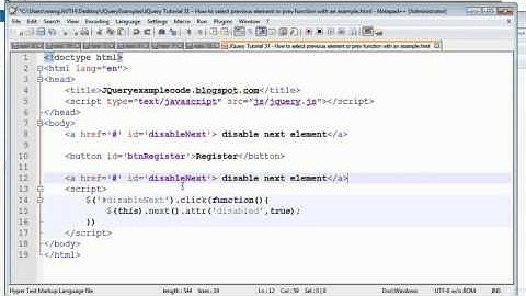 JQuery Tutorial 31 - How to select previous element or prev function with an example