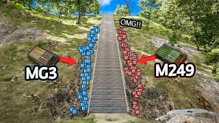 Stair trench battle! Light machine gun M249 vs MG3!