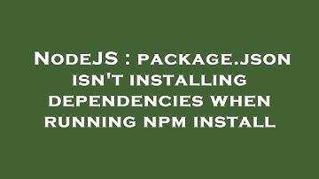 NodeJS : package.json isn