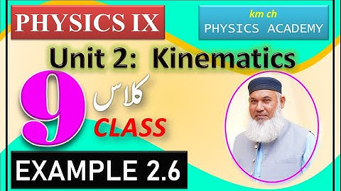 Example 2.6 Unit 2: Kinematics, Physics-IX, Class 9