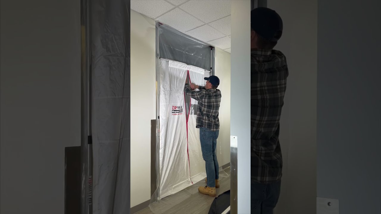 Quick Easy Access With The ZIPWALL Dust Barrier Magnetic Door 