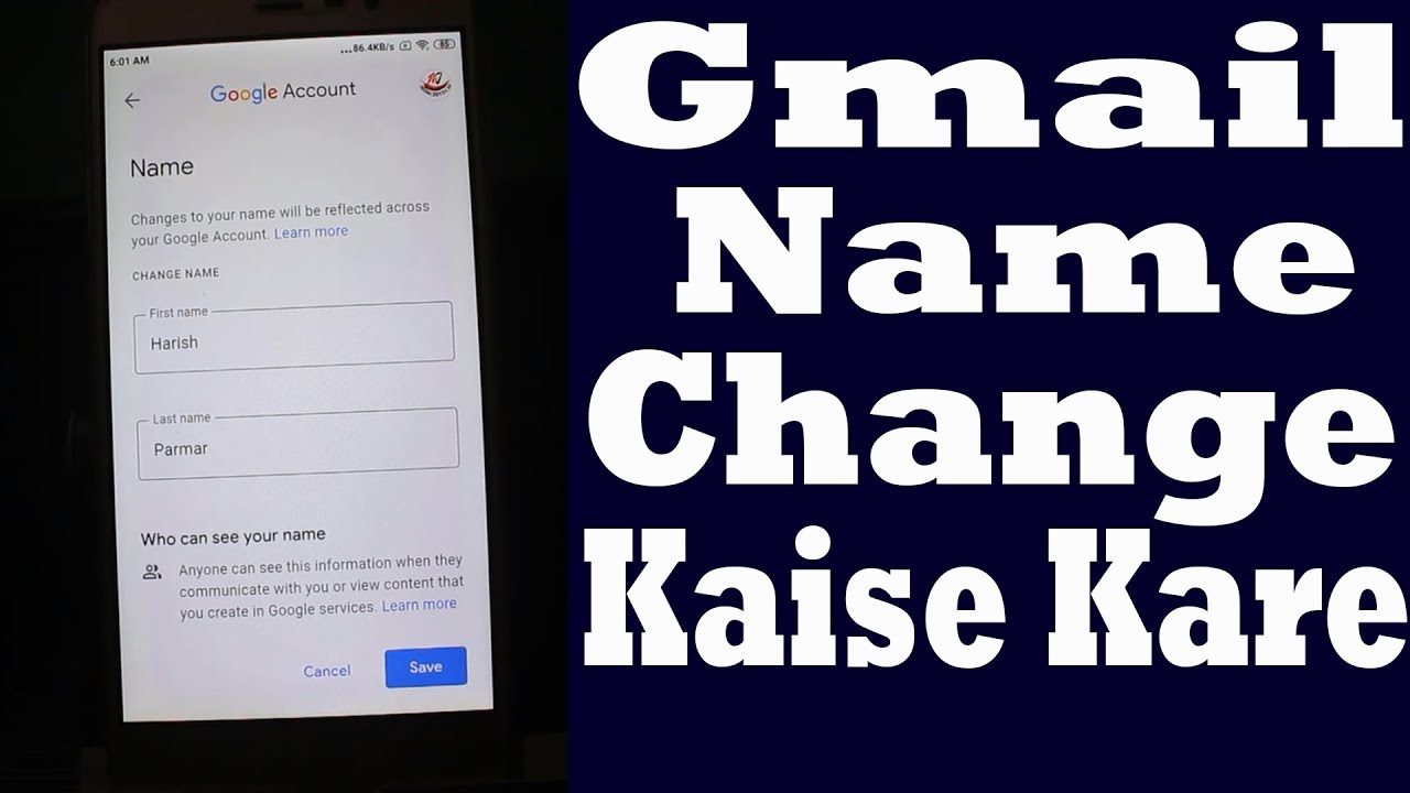 Gmail Account Me Name Change Kaise Kare GLIAMA