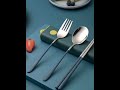 Ss304 premium quality picnic dinnerware camping portable flatware travel stainless steel cutlery set