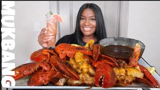 6 GIANT LOBSTERS + SEAFOOD BOIL MUKBANG | STORY TIME