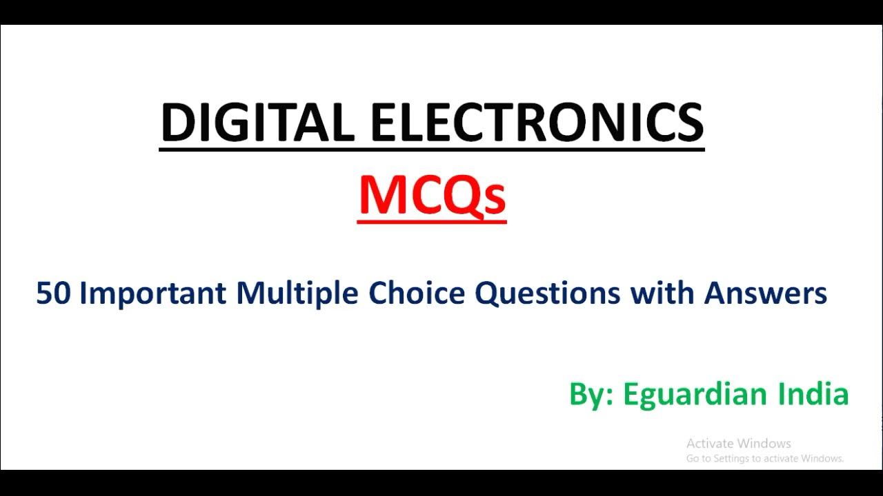 Digital Electronics MCQ Questions and Answers pdf Digital Electronics