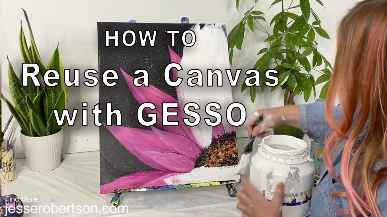Reuse an Old Canvases with Gesso Acrylic Painting YouTube