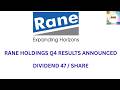 RANE HOLDINGS Q4 RESULTS NEWS