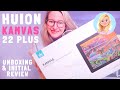 HUION KAMVAS 22 PLUS | Unboxing, Set Up & Initial Review! | Emily Harvey Art