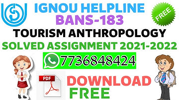 IGNOU | BANS 183 ( TOURISM ANTHROPOLOGY ) | ENGLISH MEDIUM IGNOU SOLVED ASSIGNMENT 2021-2022