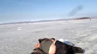 Only In Russia Drunk Sleeps On Ice