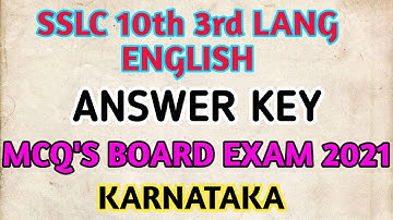 ANSWER KEY OF (SSLC 10th 3RD LANG ENGLISH)BOARD EXAM 2021#answer key