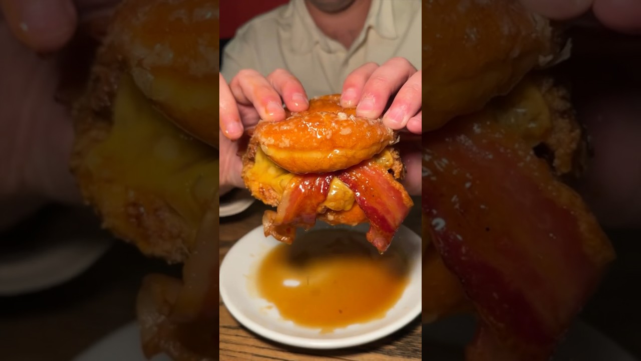 The DONUT FRIED CHICKEN SANDWICH from Craftsman Row Saloon in Philadelphia, PA! 🍩🍗💦 #DEVOURPOWER