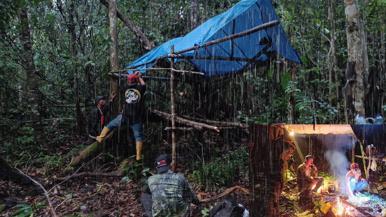 CAMPING DITERPA HUJAN DERAS SIANG MALAM DITENGAH HUTAN