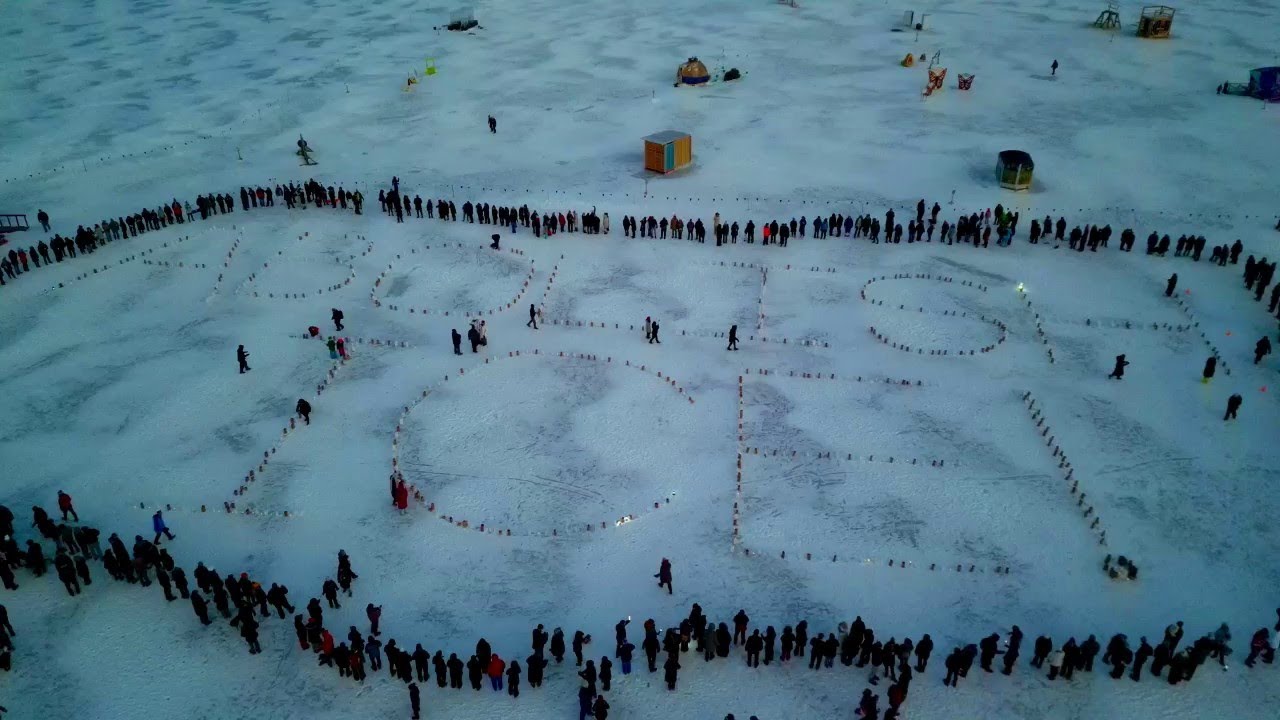 'Abolish ICE' luminary on Lake Harriet in Minneapolis