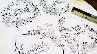 Floral Doodle Frames/Borders Design |Easy Flower Drawing/Doodling ideas for beginners Hand Lettering