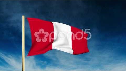 Peru Flag Slider Style. Waving In The Win With Cloud Background Animation
