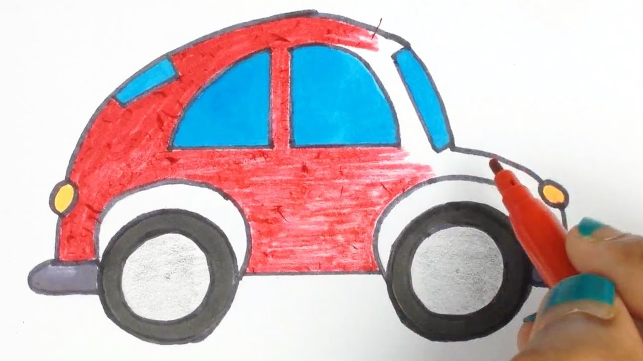 How To Draw A Toy Car Easy Step By Step For Kids | Cartoon Car Drawing For Children | Junior's