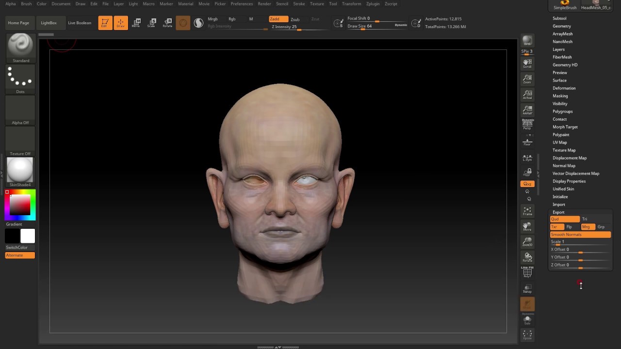 process of zbrush model to maya