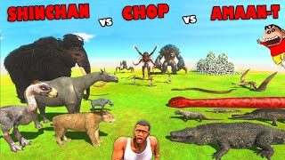 SHINCHAN vs CHOP vs AMAAN in Animal Revolt Battle Simulator | T-REX DINOSAUR GAME BRACHIOSAURUS