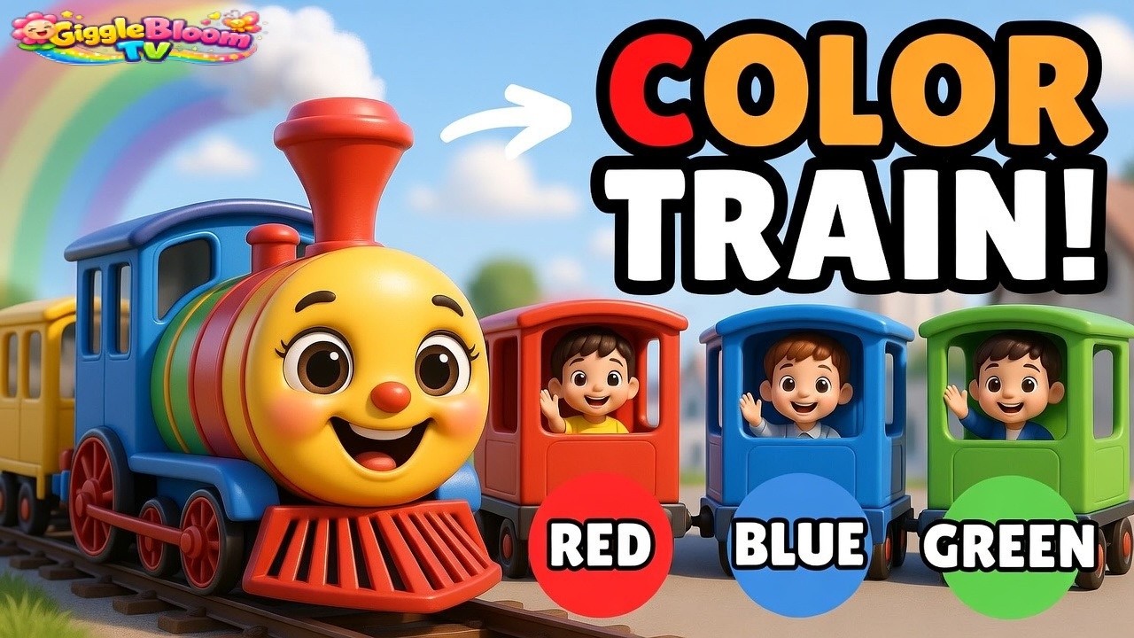 Color Train Song! 🚂🌈 | Learn Colors: Red, Blue, Green | GiggleBloomTV Nursery Rhymes