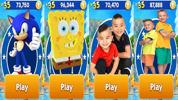 CKN Toys Car Hero Run vs Tag with Ryan SpongeBob vs Sonic Dash vs Vlad & Niki Run Android Gameplay