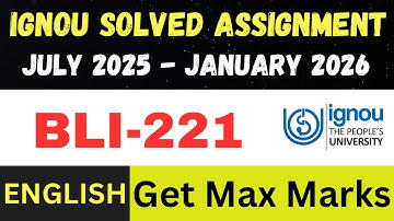 BLI 221 solved assignment 2026 ll English Medium ll JUL25-JAN26