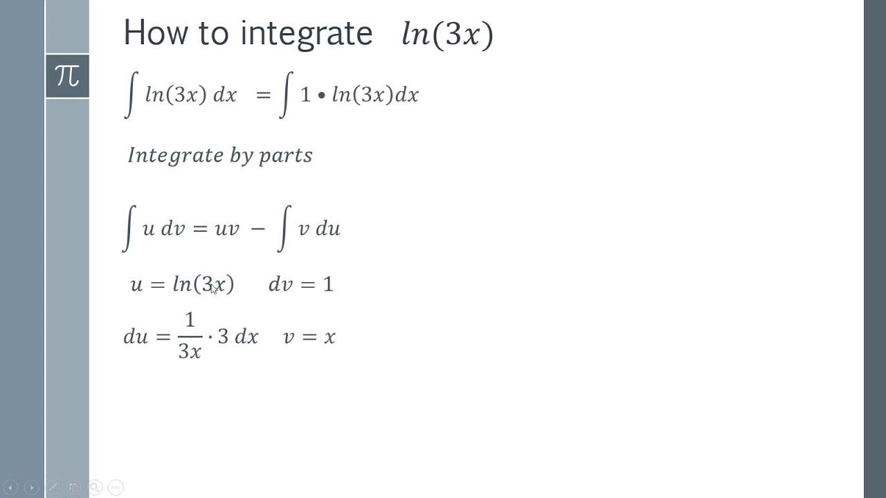 How to integrate ln(3x) YouTube