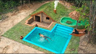 [ Full Video ] 25Days Building Underground House With Swimming Pool and Fish Pond