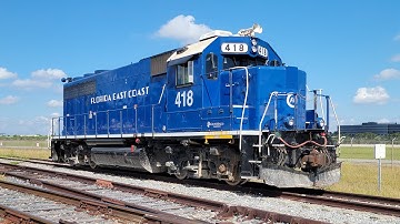 Beautiful Florida East Coast GP40-2 locomotive seen in Miami