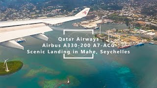 Scenic Landing in Seychelles with Qatar Airways A330