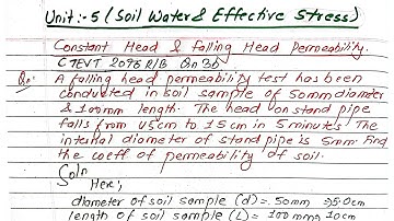 Unit:5 | Constant Head and falling head Permeameter | Soil Mechanics | Prashant YT | CTEVT,PU,TU,KU
