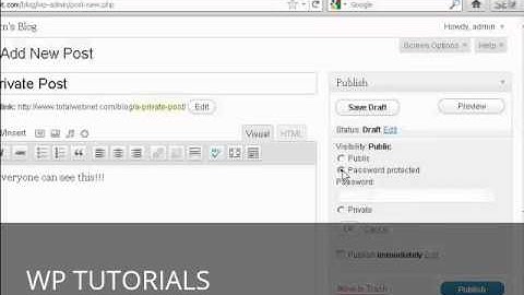 Video 50   How to Create A Password Protected Or Private Post