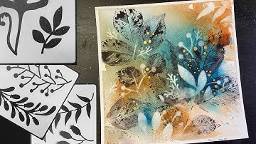 Reverse Stenciling WATERCOLOR & Leaf Printing - relaxing painting process - 355