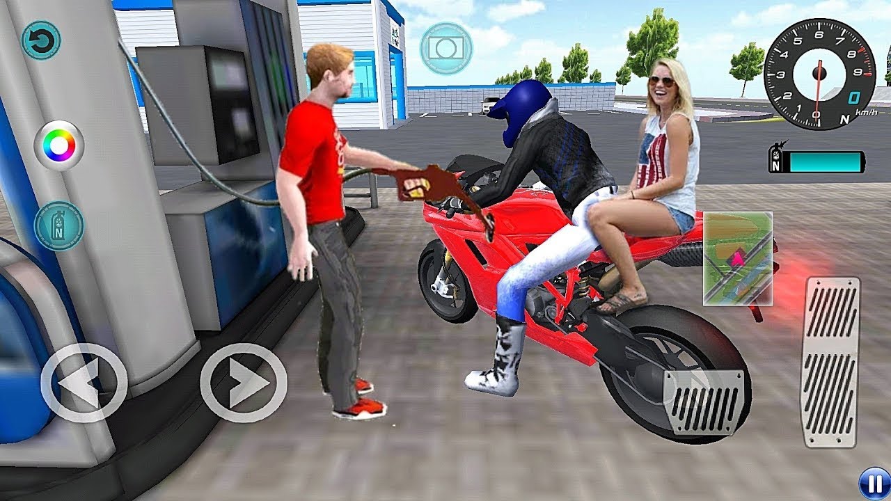 3D Driving Class Pro Racing Bike Games Gas Station Motorbike Driving