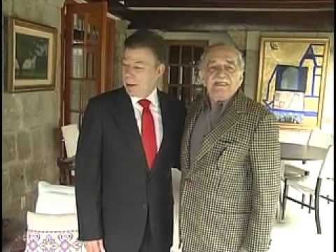 El Presidente Juan Manuel santos Visita al Premio Nobel Gabriel Garcia Márquez en su casa.